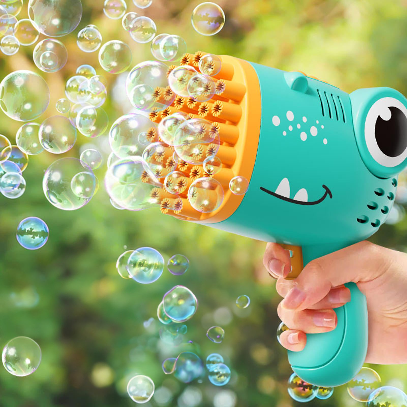Pistol de facut baloane din sapun, Zola®, 40 duze evacuare a bulelor, din plastic, 16.7 cm x 15.5 cm, dinozaur albastru Pistol de facut baloane din sapun, Zola®, 40 duze evacuare a bulelor, din plastic, 16.7 cm x 15.5 cm, dinozaur albastru